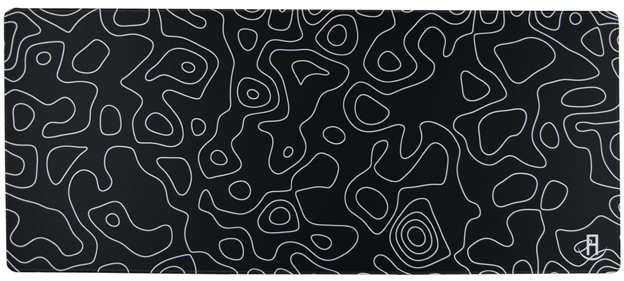 Black Topography gaming mousepad and deskpad front side
