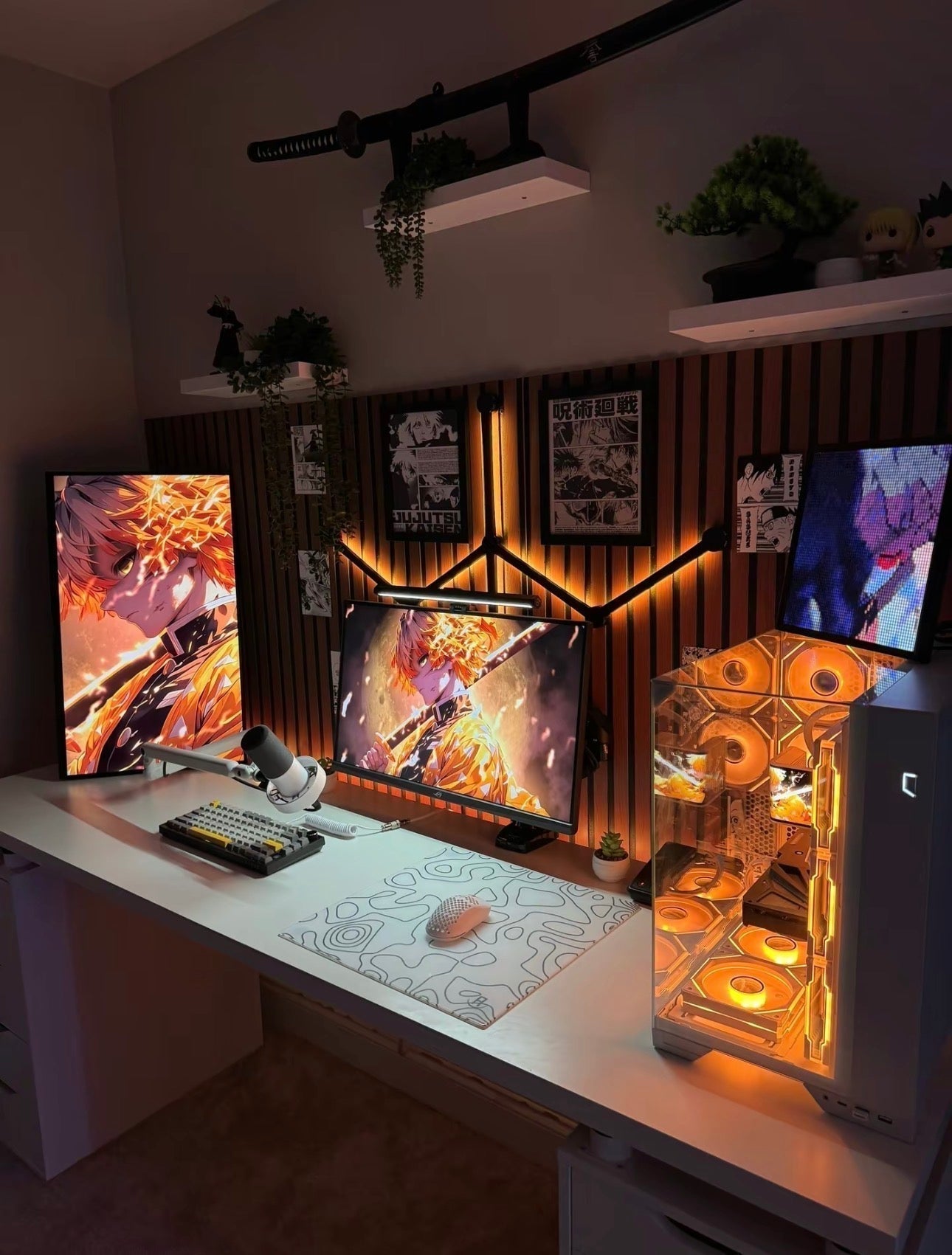 gaming setup with topo azurepads glass mouse pad on desk