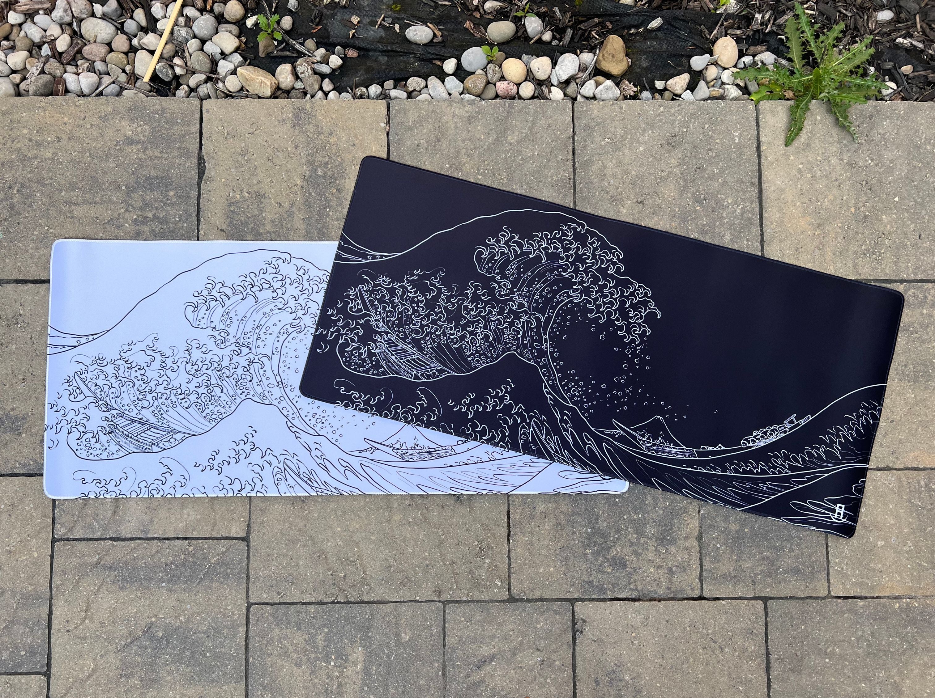 black great wave gaming mouse pad and white great wave gaming mouse pad