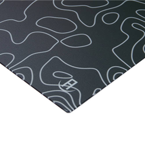 black topography glass mousepad angled view