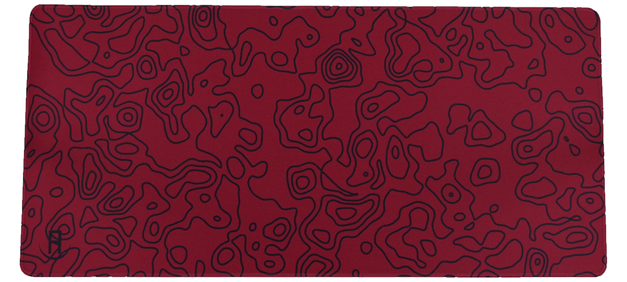 Red topography deskpad and mousepad front view